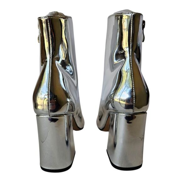 MATIKO Women 7 Lucinda Boots Silver Metallic Mirror Pointed Toe Block Heel NEW - Picture 5 of 11